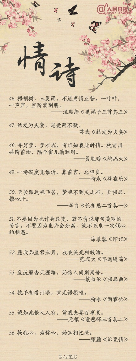 人民日報-100句絕美情詩，值得珍藏！寫給心愛的TA