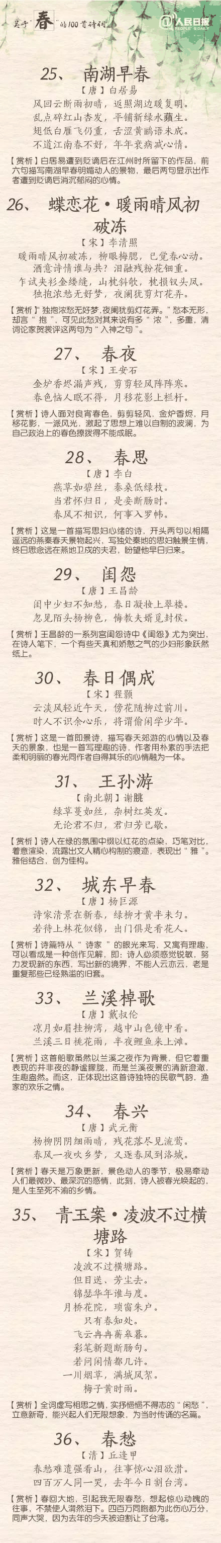 人民日報：100首春天唯美經(jīng)典詩詞，為孩子收藏！