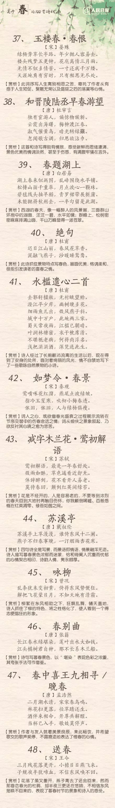 人民日報：100首春天唯美經(jīng)典詩詞，為孩子收藏！