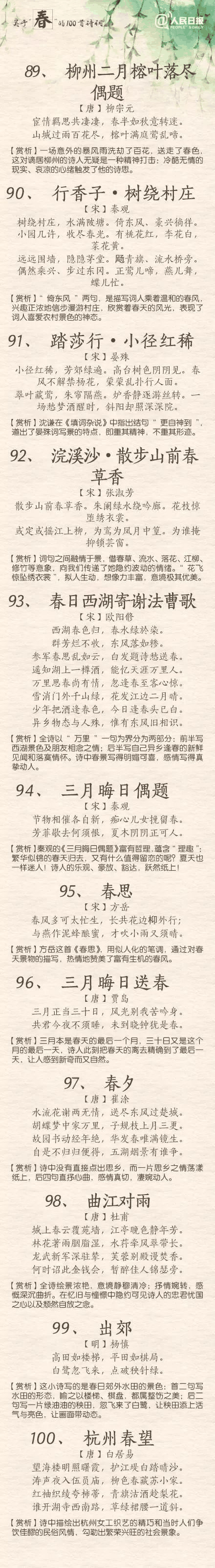 人民日報：100首春天唯美經(jīng)典詩詞，為孩子收藏！