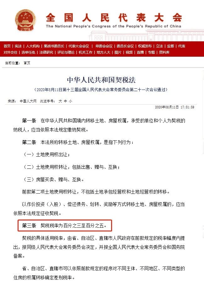 還有7個月！事關(guān)每個買房人！新契稅法2021年9月1日起施行！契稅稅率為3%至5%，要買房的得抓緊了！