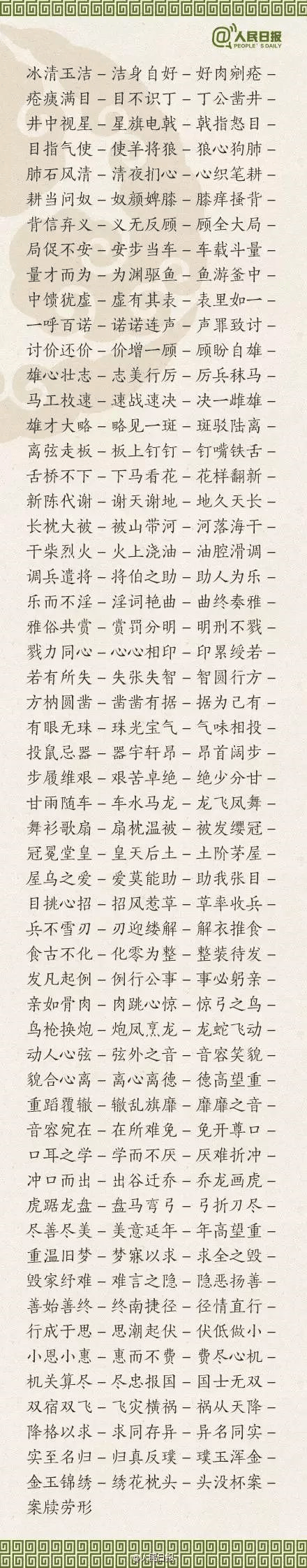 ?1500個(gè)成語(yǔ)接龍，貼在墻上，和孩子常玩，語(yǔ)文成績(jī)想不好都難！