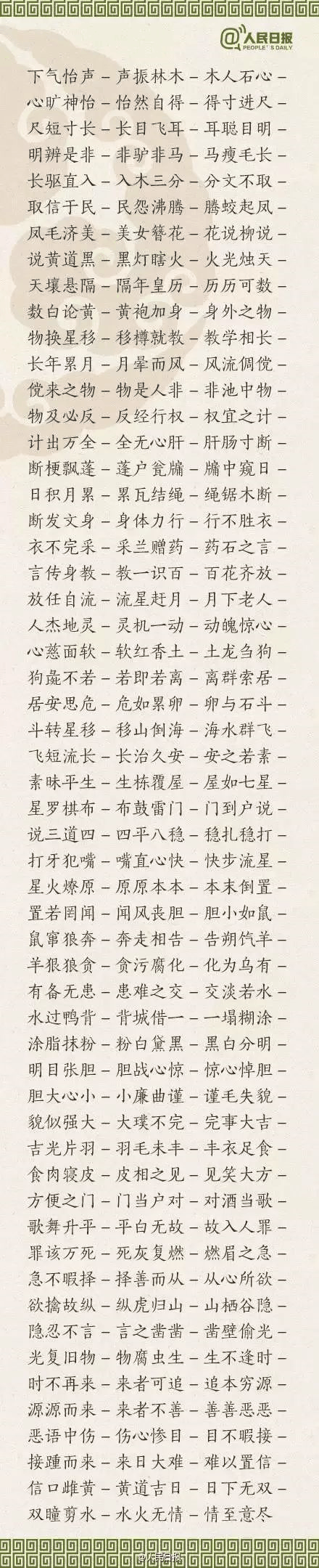 ?1500個(gè)成語(yǔ)接龍，貼在墻上，和孩子常玩，語(yǔ)文成績(jī)想不好都難！