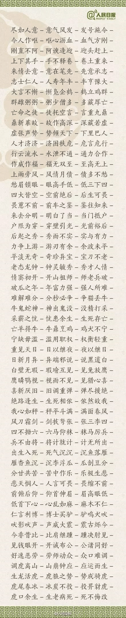?1500個(gè)成語(yǔ)接龍，貼在墻上，和孩子常玩，語(yǔ)文成績(jī)想不好都難！