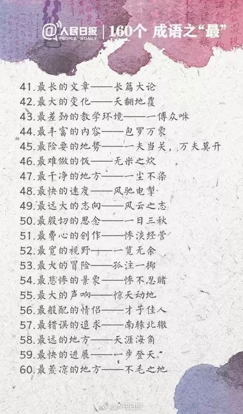 人民日?qǐng)?bào)整理的160個(gè)成語(yǔ)之最，有趣好玩?。ㄊ詹仄饋?lái)）