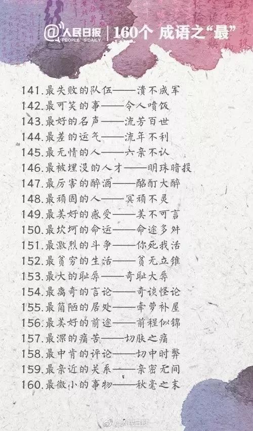 人民日?qǐng)?bào)整理的160個(gè)成語(yǔ)之最，有趣好玩！（收藏起來(lái)）